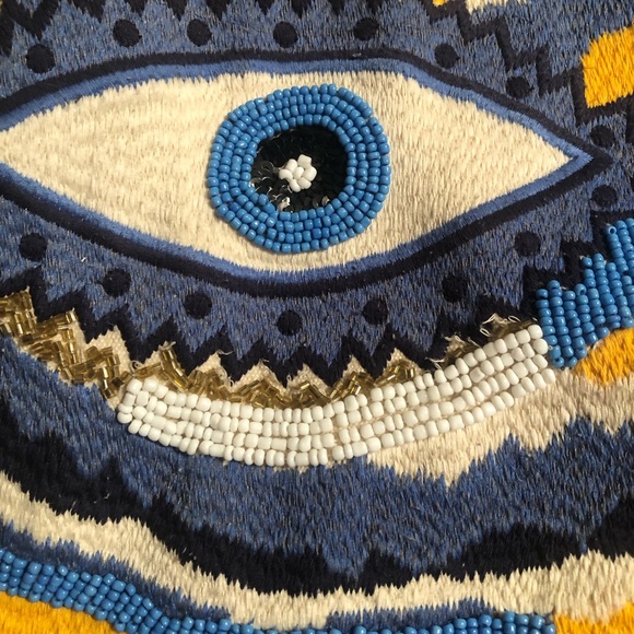 America Beyond Evil Eye Beaded Tote Beach Bag WORN ONCE - Picture 5 of 6